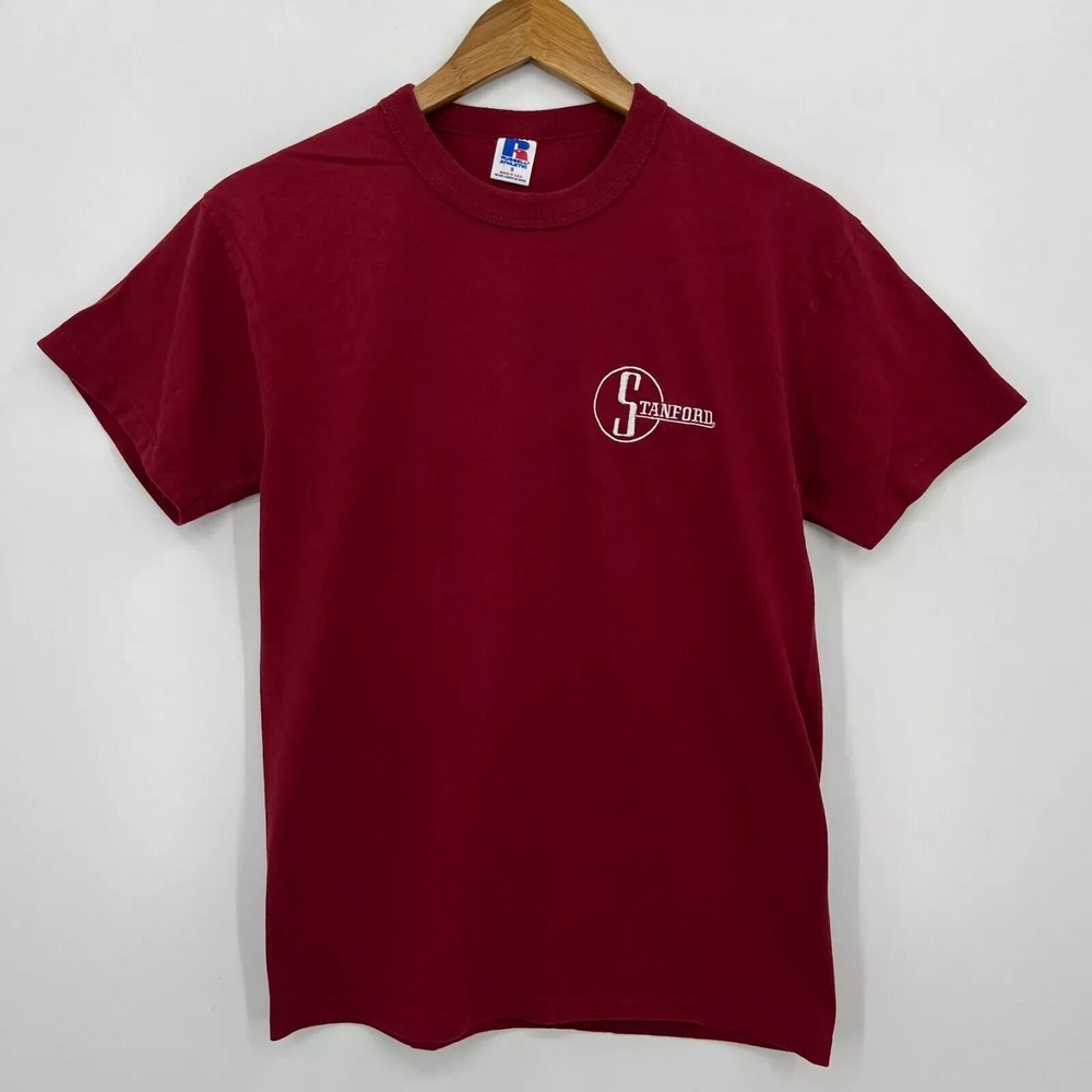 Russell Athletic Stanford University T-Shirt Maroon Red Vintage Mens Small USA